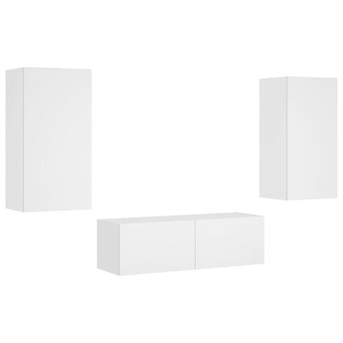 Væghængt tv-møbel 3 dele med LED-lys hvid