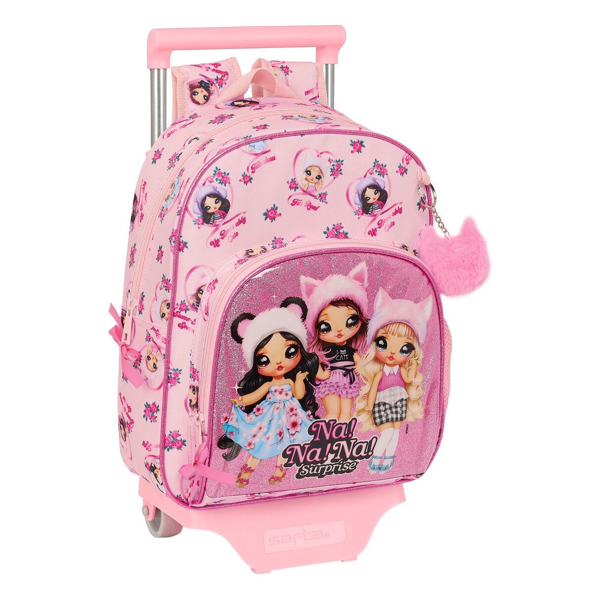 Na!Na!Na! Surprise skolerygsæk med hjul - Fabulous Pink 28 × 34 × 10 cm billede