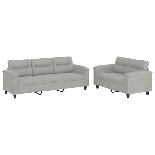 2 personers sofa med hynder mikrofiberstof lysegrå