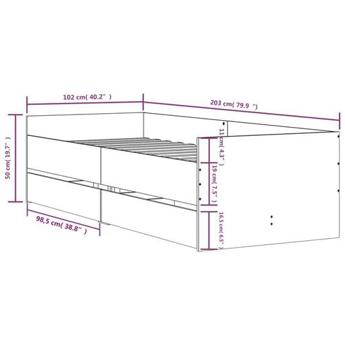 Sengeramme med skuffer 100x200 cm sonoma-eg