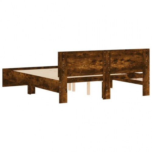 Sengeramme med sengegavl 150 x 200 cm - røget egetræsfarve