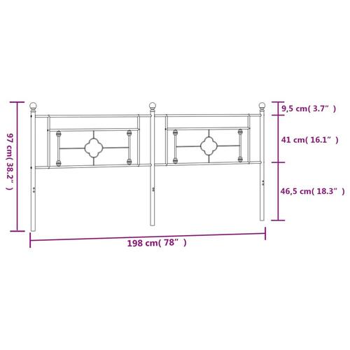 Sengegavl 193 cm metal hvid