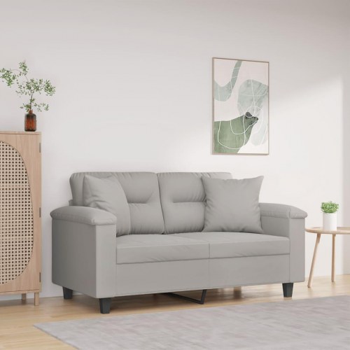2-personers sofa med puder - lysegrå
