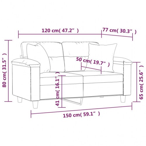 2-personers sofa med puder - lysegrå