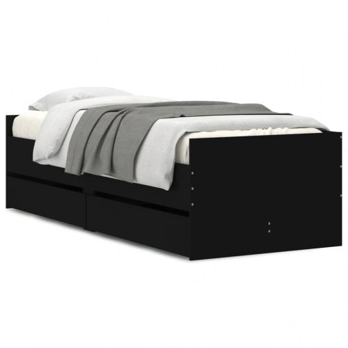 Sengeramme med skuffer 100×200 cm - sort