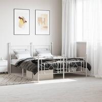 Sengeramme med sengegavl og fodgærde 160x200 cm metal hvid