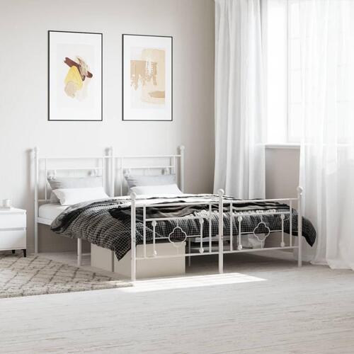 Sengeramme med sengegavl og fodgærde 160x200 cm metal hvid