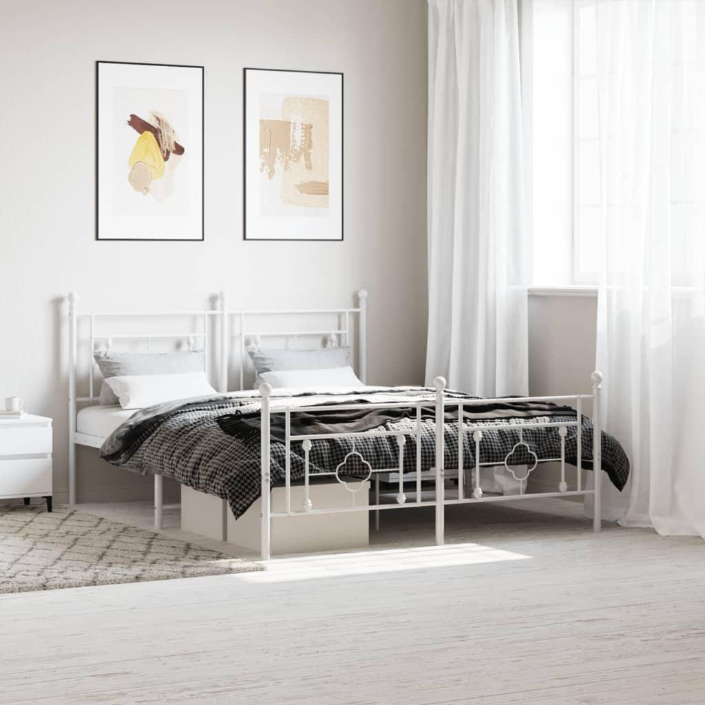 Sengeramme med sengegavl og fodgærde 160x200 cm metal hvid