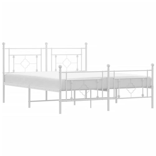 Sengeramme med sengegavl og fodgærde 160x200 cm metal hvid