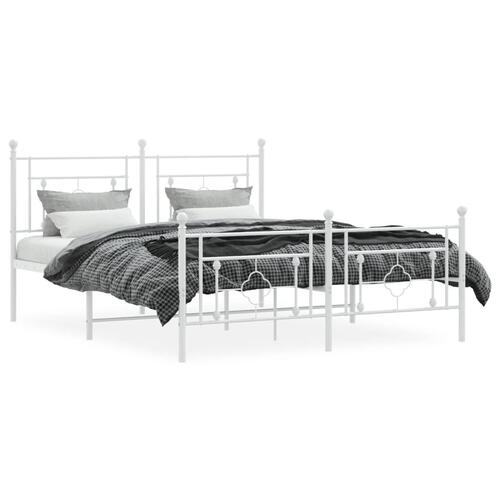 Sengeramme med sengegavl og fodgærde 160x200 cm metal hvid