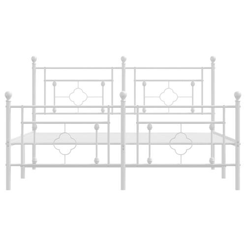 Sengeramme med sengegavl og fodgærde 160x200 cm metal hvid