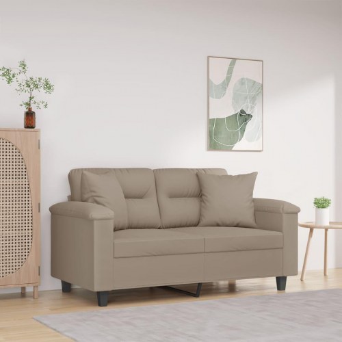 2-personers sofa i mikrofiber med 2 puder - gråbrun