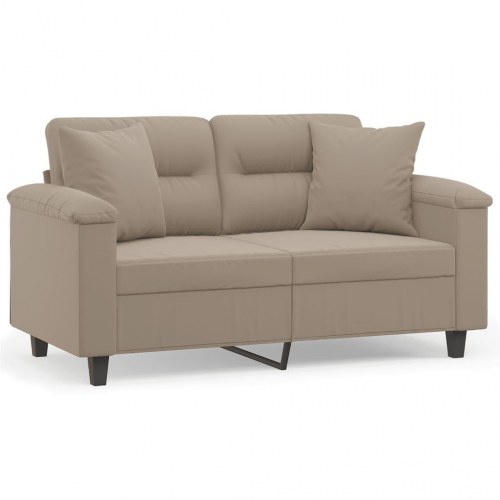 2-personers sofa i mikrofiber med 2 puder - gråbrun