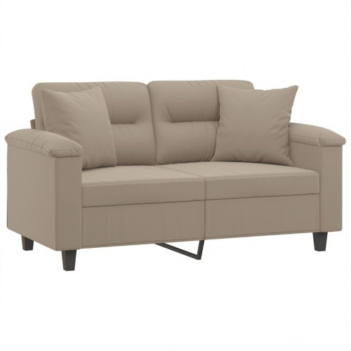 2-personers sofa i mikrofiber med 2 puder - gråbrun