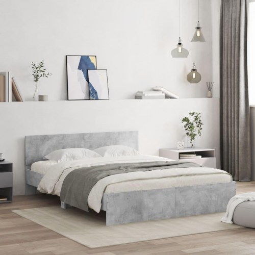 Sengeramme med sengegavl 150 x 200 cm - betongrå