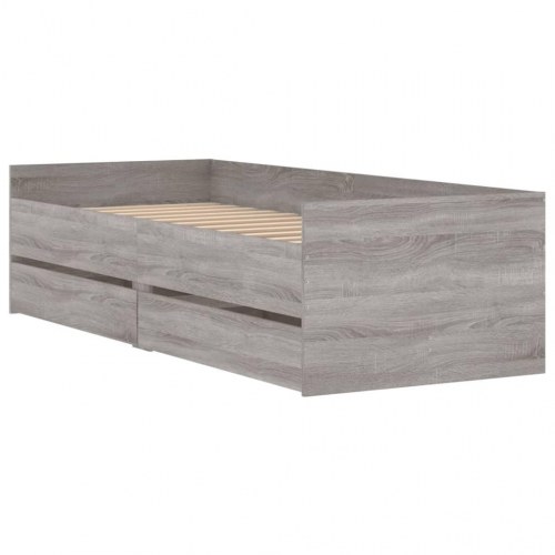 Sengeramme med 2 skuffer 100 x 200 cm - grå sonoma-eg