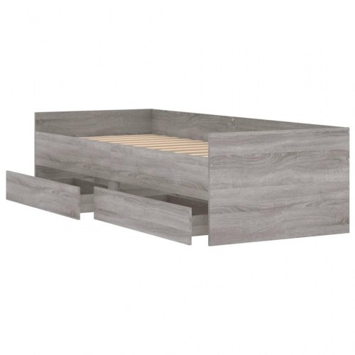 Sengeramme med 2 skuffer 100 x 200 cm - grå sonoma-eg