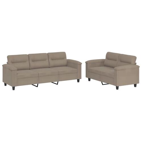 2 personers sofa med hynder mikrofiberstof gråbrun