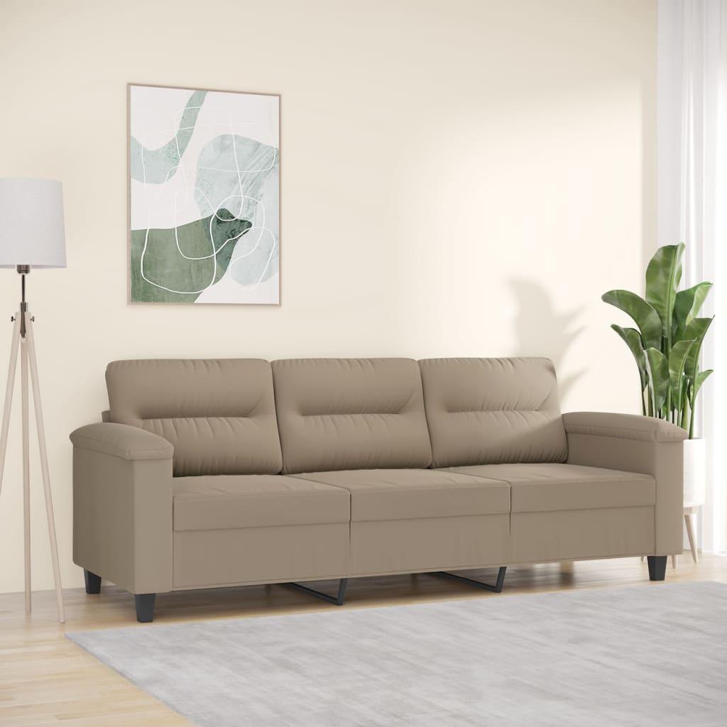 3-personers sofa 180 cm mikrofiberstof gråbrun billede