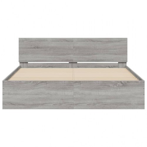 Sengeramme med sengegavl 150 x 200 cm - grå sonoma-eg