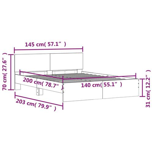 Sengeramme med sengegavl 140x200 cm hvid