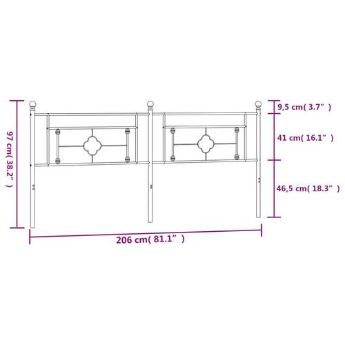 Sengegavl 200 cm metal hvid