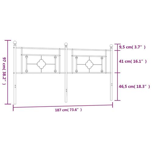 Sengegavl 180 cm metal hvid