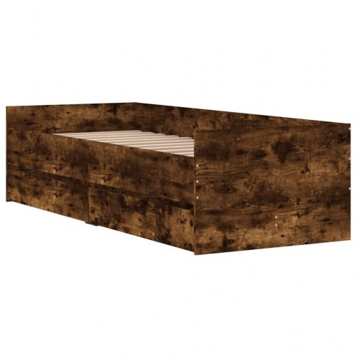 Sengeramme med 2 skuffer 90 x 200 cm - røget egetræsfarve