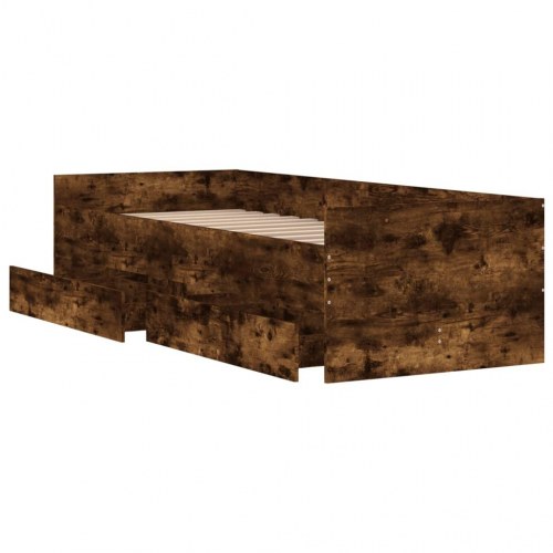 Sengeramme med 2 skuffer 90 x 200 cm - røget egetræsfarve