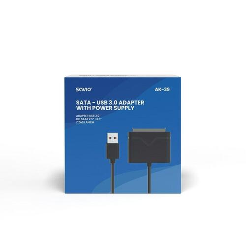 USB-kabel SATA III Savio AK-39 Sort 50 cm