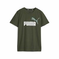 Børne Kortærmet T-shirt Puma Ess+ 2 Col Logo Mørk grøn 13-14 år