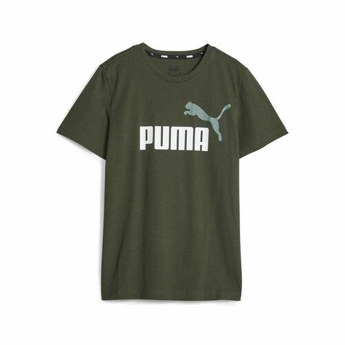 Børne Kortærmet T-shirt Puma Ess+ 2 Col Logo Mørk grøn 13-14 år