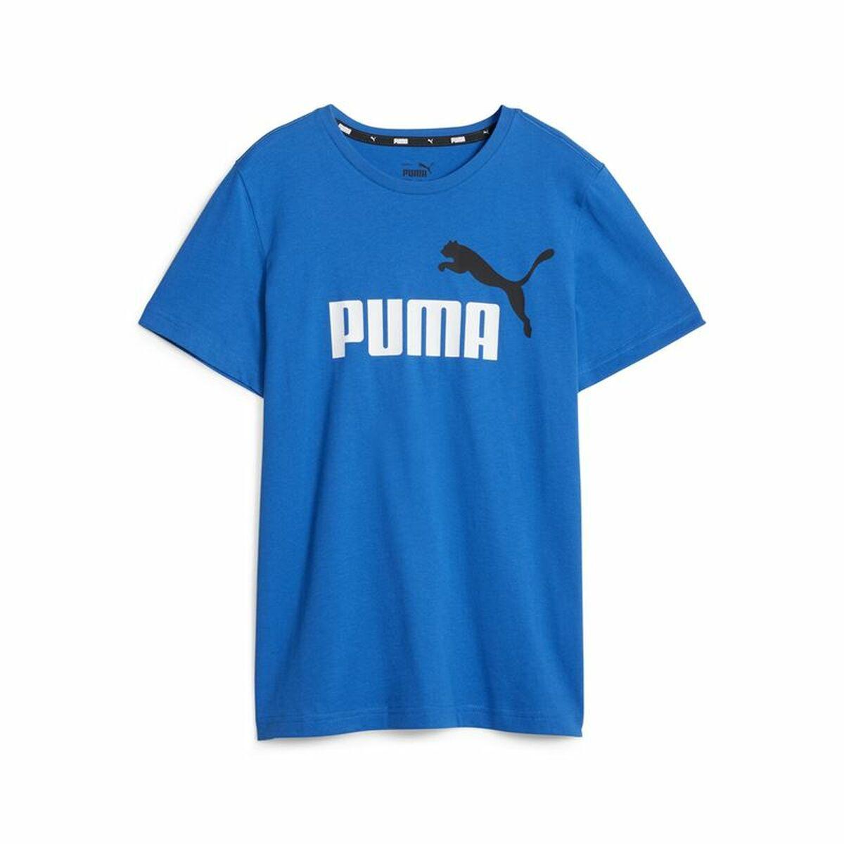 Børne Kortærmet T-shirt Puma Ess+ 2 Col Logo Blå 9-10 år