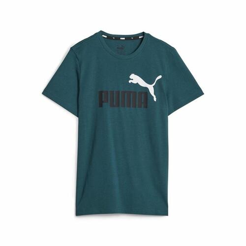 Børne Kortærmet T-shirt Puma Ess+ 2 Col Logo Mørk grøn 15-16 år