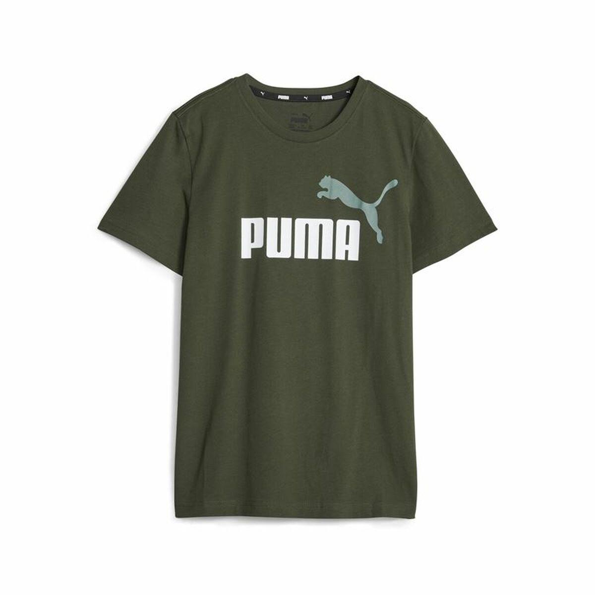 Børne Kortærmet T-shirt Puma Ess+ 2 Col Logo Mørk grøn 9-10 år