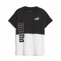 Børne Kortærmet T-shirt Puma Power Colorblock Hvid Sort 7-8 år