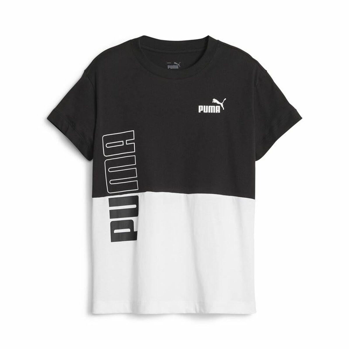 Børne Kortærmet T-shirt Puma Power Colorblock Hvid Sort 13-14 år