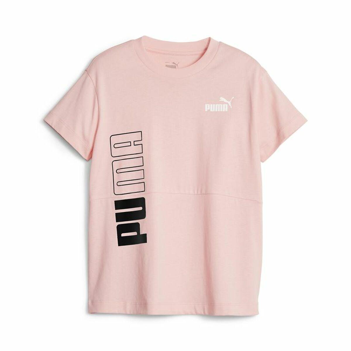Børne Kortærmet T-shirt Puma Power Colorblock Laksefarvet 7-8 år