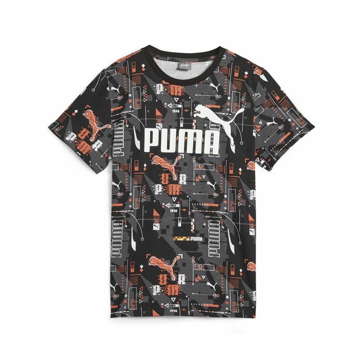 Børne Kortærmet T-shirt Puma Ess+ Futureverse Aop Sort 7-8 år