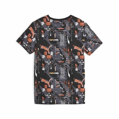 Børne Kortærmet T-shirt Puma Ess+ Futureverse Aop Sort 7-8 år