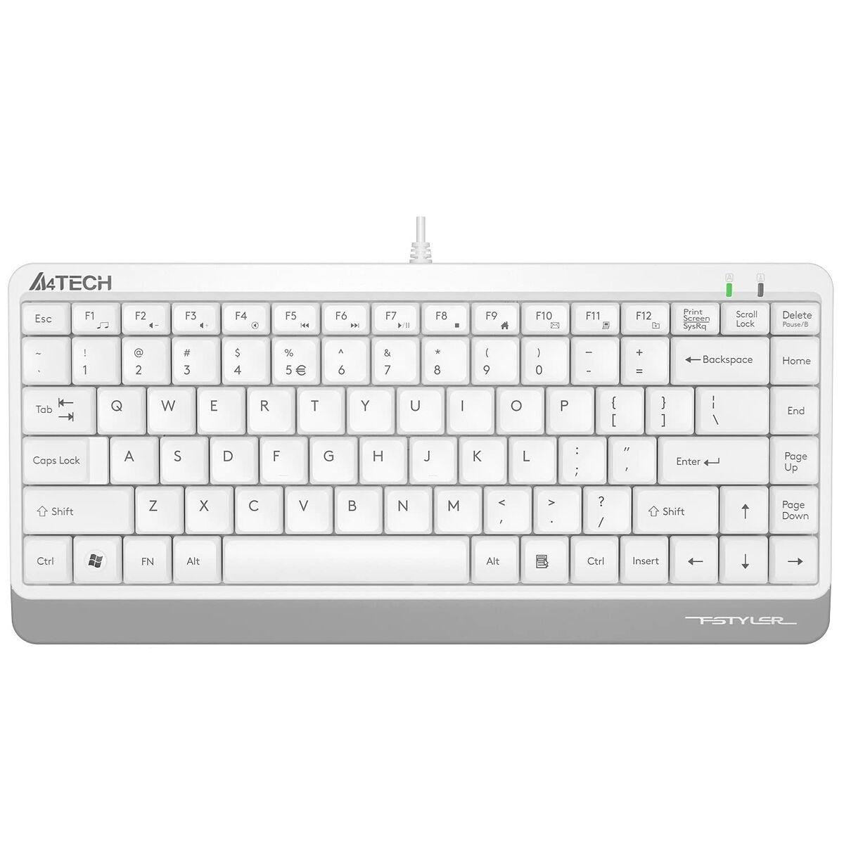 Tastatur A4 Tech A4TKLA47119 QWERTY Hvid Engelsk