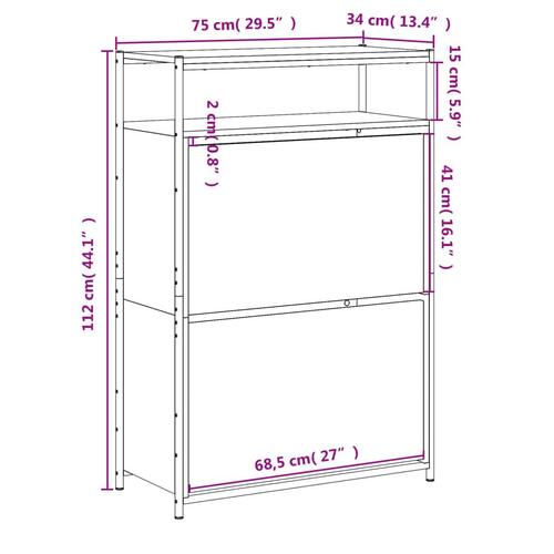 Skoreol 75x34x112 cm konstrueret træ sonoma-eg