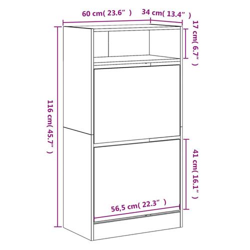 Skoreol 60x34x116 cm konstrueret træ brun egetræsfarve