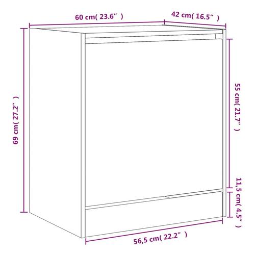 Skoreol 60x42x69 cm konstrueret træ røget egetræsfarve