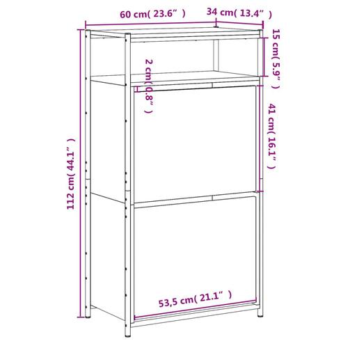 Skoreol 60x34x112 cm konstrueret træ brun egetræsfarve