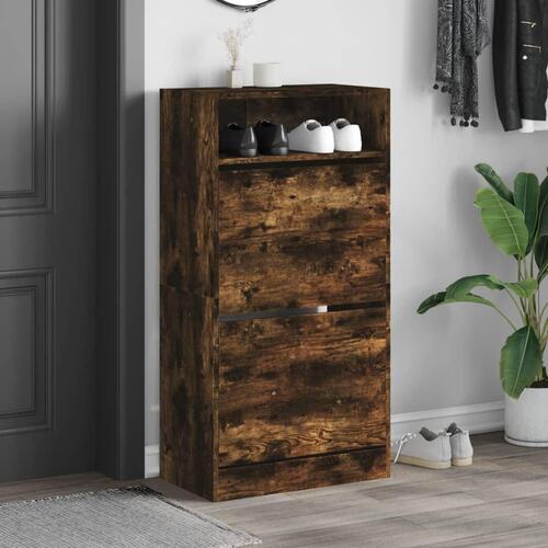 Skoreol 60x34x116 cm konstrueret træ røget egetræsfarve