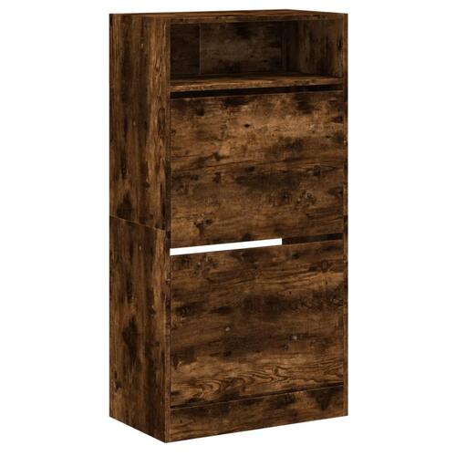Skoreol 60x34x116 cm konstrueret træ røget egetræsfarve