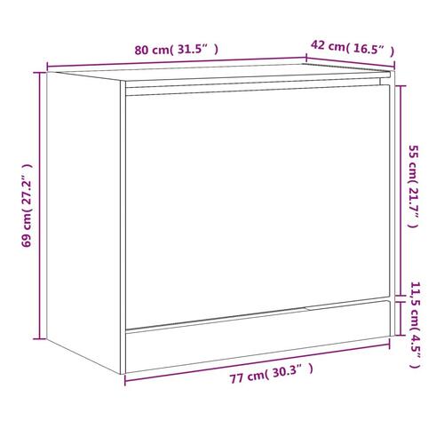 Skoskab 80x42x69 cm konstrueret træ grå sonoma-eg