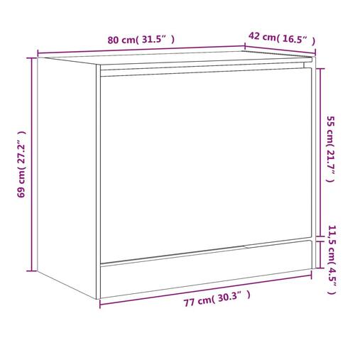 Skoskab 80x42x69 cm konstrueret træ hvid