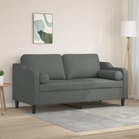 2-personers sofa med pyntepuder 140 cm stof mørkegrå